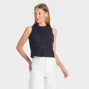 NWT Women’s Universal Thread Navy Sweater Vest XXL Plus Size Preppy Casual Top